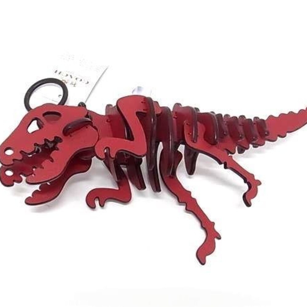 COACH Keychain Rexi Bag Charm 56155 DK0E1 Red Leather Unisex Keyring